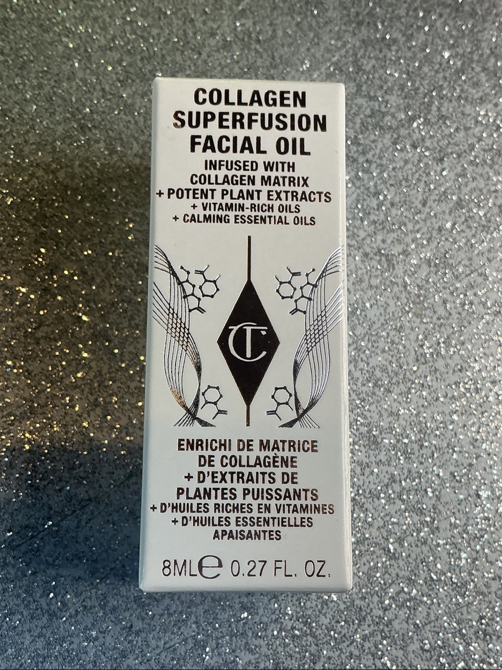 Charlotte Tilbury White and Black Collagen Superfusion Facial Oil Box